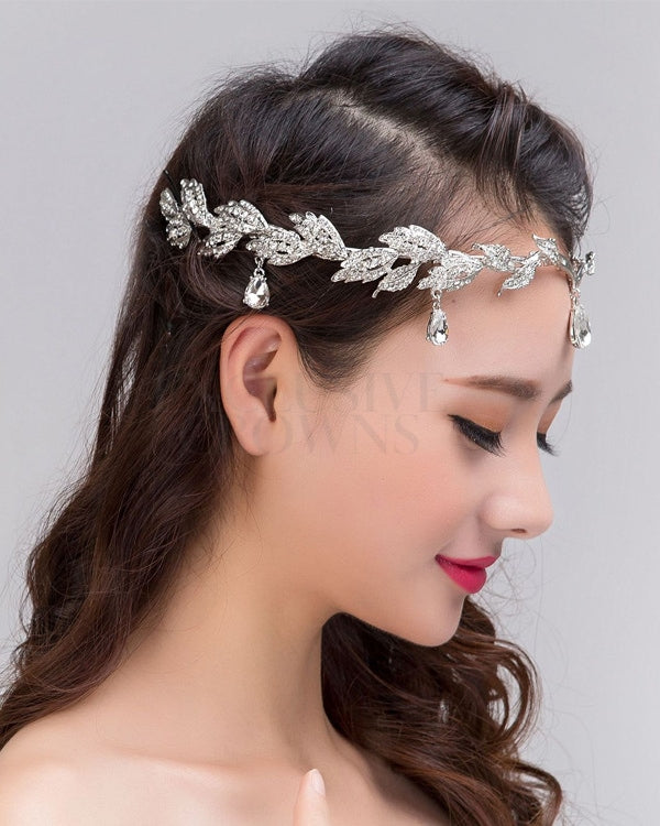 Bridal Tiara Head Chains Stone Silver - Rhinestone Exclusive Crowns