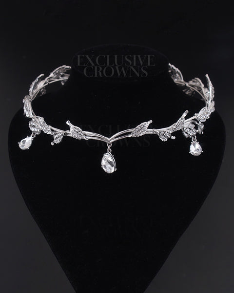 Bridal Tiara Head Chains Stone Silver - Rhinestone Exclusive Crowns