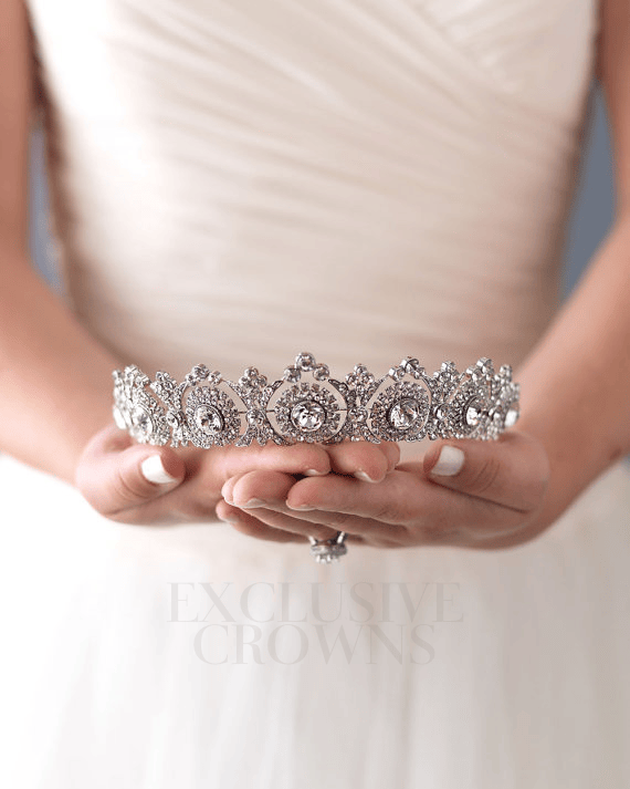 Queen Vintage Inspired Antique Princess, Crystal Crown - Rhinestone Exclusive Crowns