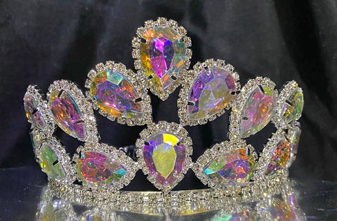 Alessandra Series 3″ Aurora Borealis Rhinestone Crown Adjustable
