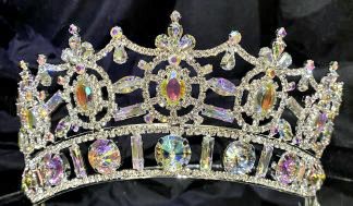 Kayla Deluxe Series-2.75″ Silver Aurora Borealis Rhinestone Crown