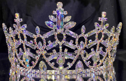 Vanessa Series-3.5″ Wide Span Aurora Borealis Rhinestone Crown