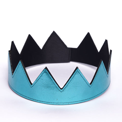 Turquoise Metallic Leather Crown
