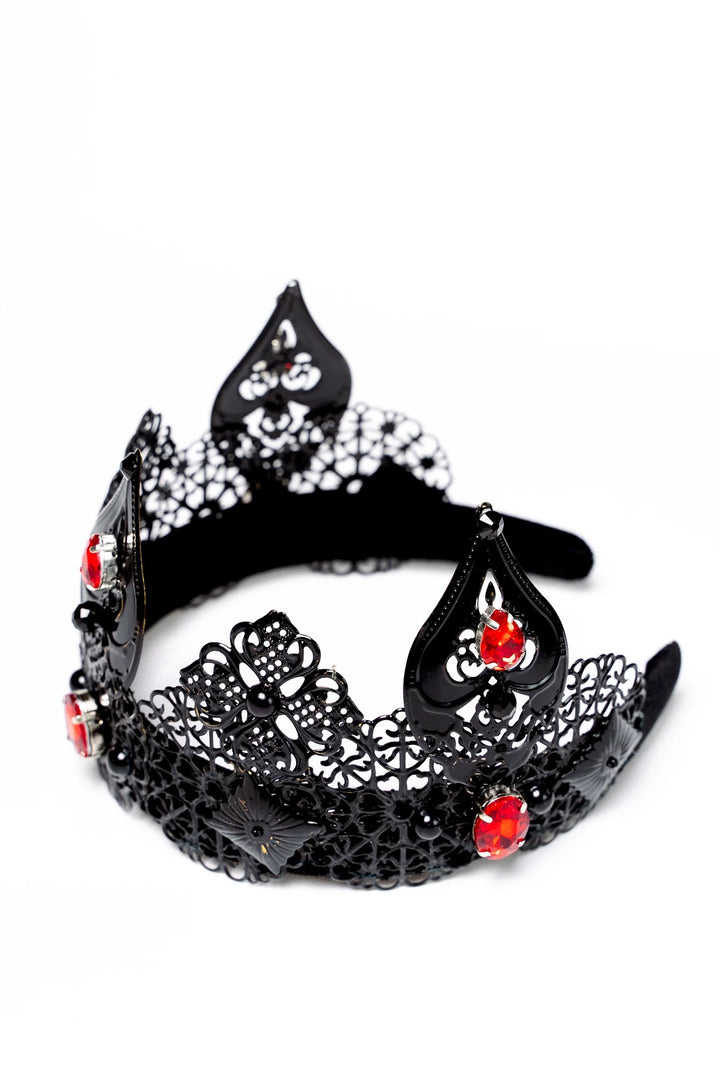 Black Queen Crown, Halo Crown, Gothic Crown, Queen Crown, Renaissance Tiara, Metal Tiara, Goth, Black and Red Tiara, Medieval Tiara, Wedding