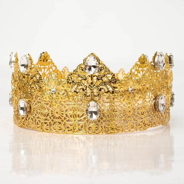 White Crystal Crown Gold Crown Wedding Mens Crown King Crown Baroque Crown Adult for King Prince Crown