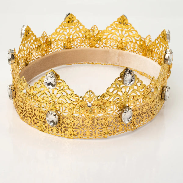 White Crystal Crown Gold Crown Wedding Mens Crown King Crown Baroque Crown Adult for King Prince Crown