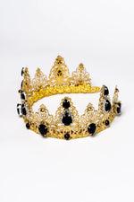 Load image into Gallery viewer, Gold Black Baroque Tiara, Queen&#39;s Medieval Tiara, Fashionable Princess Tiara in Gold.
