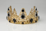 Load image into Gallery viewer, Gold Black Baroque Tiara, Queen&#39;s Medieval Tiara, Fashionable Princess Tiara in Gold.
