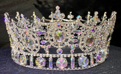 Kayla Deluxe Series Aurora Borealis Rhinestone Crown - Rhinestone Exclusive Crowns