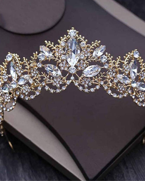 Marilyn Crystal Silver Tiara Gold T-1014-G - Exclusive Crowns