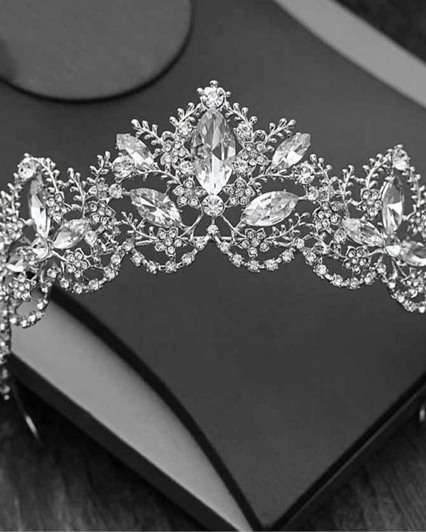 Marilyn Crystal Silver Tiara Silver T-1014-S - Exclusive Crowns